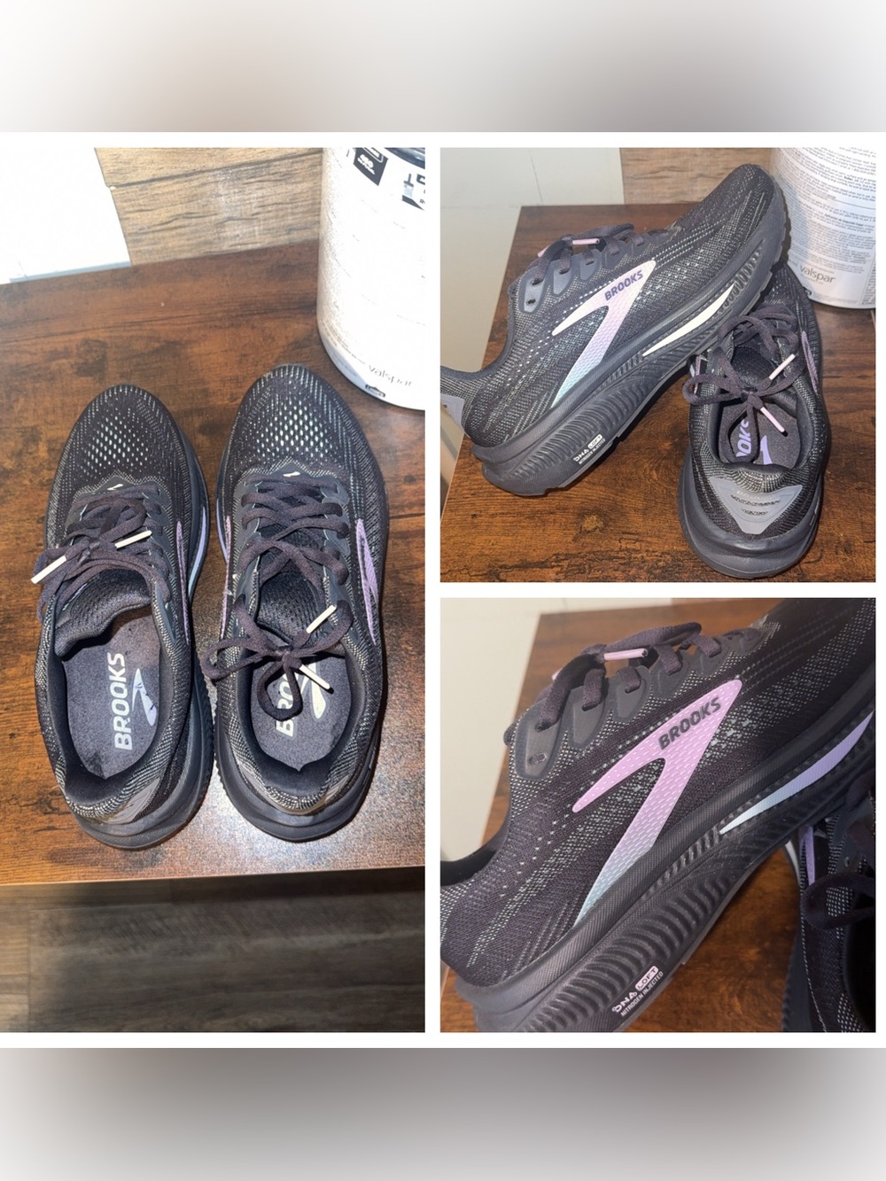 Brooks Women’s Black Running Sneakers with Iridescent Pink Accent